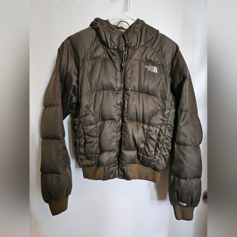 The North Face Olive Green Quilted Puffer Jacket